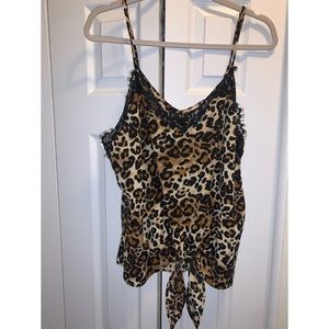 Cheetah lace tank top